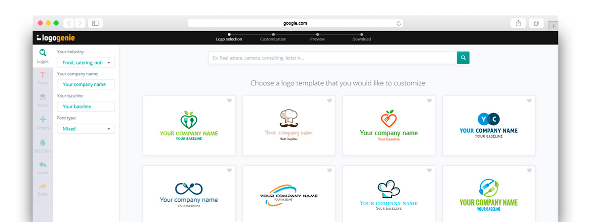 Creador de logotipos alimentarios de logogenie