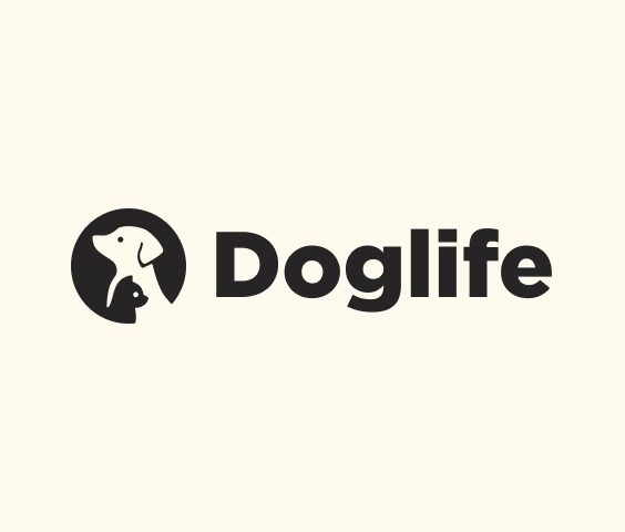 Logotipo minimalista con icono circular de perro