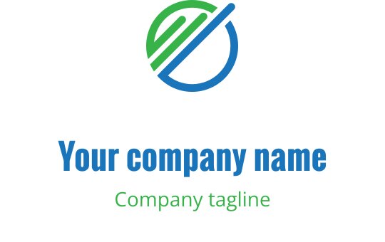Diseño de logo circular moderno con elementos verdes y azules