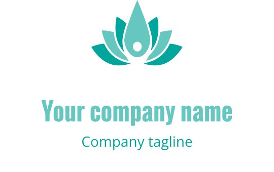 Diseño de logo de elegante flor de loto en color teal con pétalos redondeados