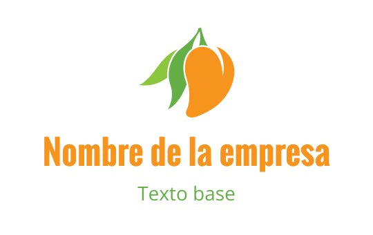 Diseño de logo vibrante de mango con hojas verdes y texto naranja audaz