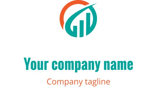 Diseño de logo moderno con formas geométricas en coral y verde azulado