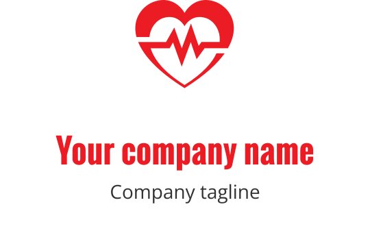 Diseño de logo de corazón rojo audaz con una línea de pulso dinámica