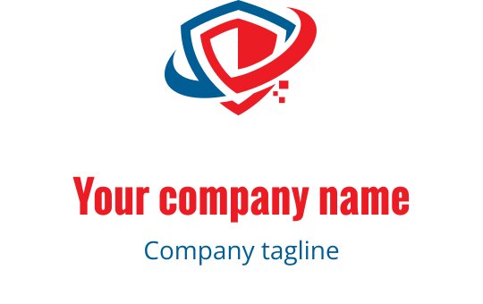 Diseño de logo moderno de escudo con elementos rojos y azules