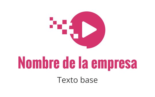Diseño de logo moderno en rosa con un botón de reproducción y elementos pixelados