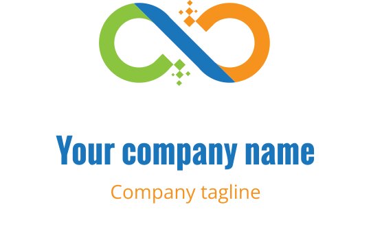 Diseño de logo vibrante de infinito con colores naranja, lima y azul verdoso