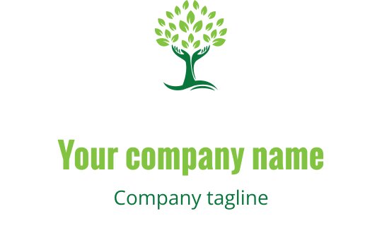 Diseño de logo moderno de árbol con hojas verdes y tronco curvado