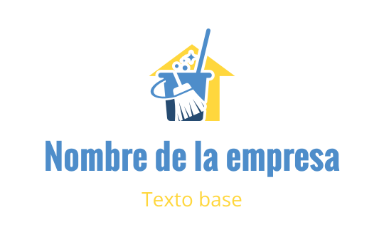Diseño de logo limpio y moderno con una casa, escoba y cubo