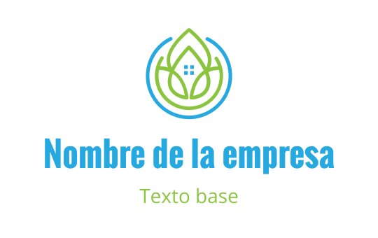 Diseño de logo moderno con una hoja verde y elementos circulares azules