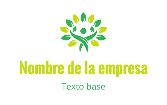 Diseño de logo vibrante con una figura verde rodeada de elementos foliares