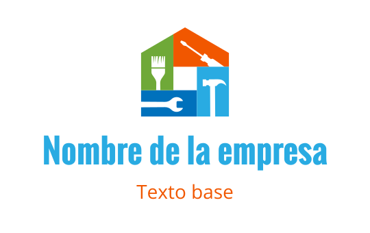 Logo de casa colorido con herramientas y un pincel
