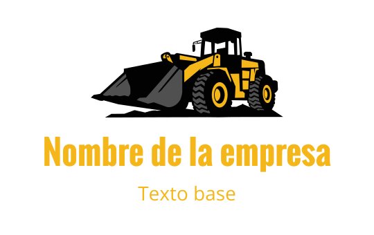 Diseño de logo de construcción en amarillo y negro con un cargador frontal