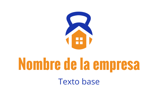 Diseño de logo moderno con una casa de techo azul y acentos naranjas