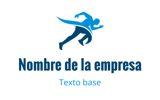 Diseño de logo con figura dinámica en azul y tipografía audaz