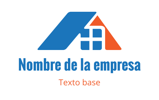 Diseño de logo moderno en azul y naranja con un techo y ventana estilizados