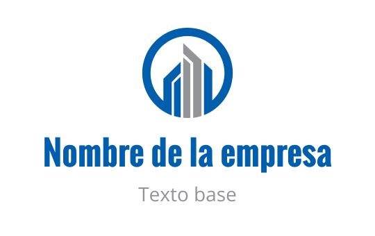 Diseño de logo moderno con edificios estilizados dentro de un contorno azul circular
