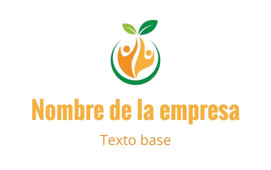 Diseño de logo moderno con una hoja verde y figuras abstractas en naranja