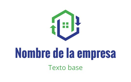 Diseño de logo moderno con una casa y flechas verdes y azules