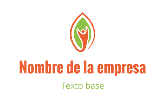 Diseño de logo moderno con una hoja estilizada y figura humana en naranja y verde