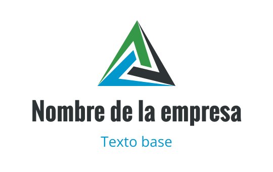 Diseño de logo moderno triangular con elementos verdes, azules y grises