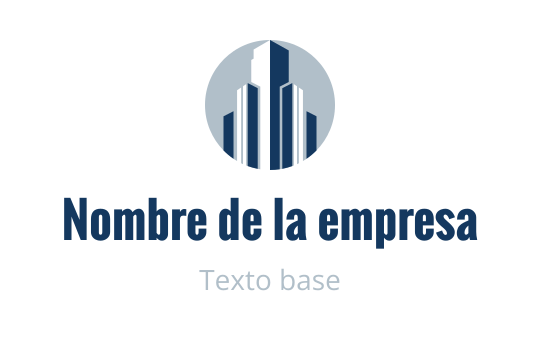 Diseño de logo circular moderno con rascacielos azules sobre un fondo claro