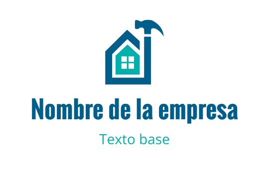 Diseño de logo de casa moderna con un martillo y acentos azules