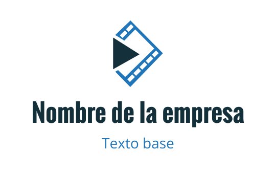 Diseño de logo moderno con una cinta de película y un botón de reproducción en azul