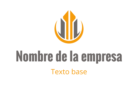 Diseño de logo moderno con un bolígrafo estilizado y elementos circulares en naranja y gris
