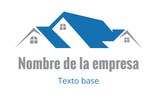 Diseño de logo moderno en azul y gris con techos y ventanas estilizados