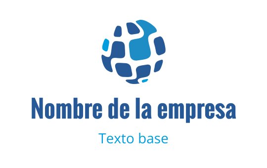 Diseño de logo moderno de globo azul con formas abstractas y texto en negrita