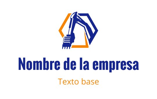 Diseño de logo hexagonal moderno con un brazo de excavadora azul y naranja