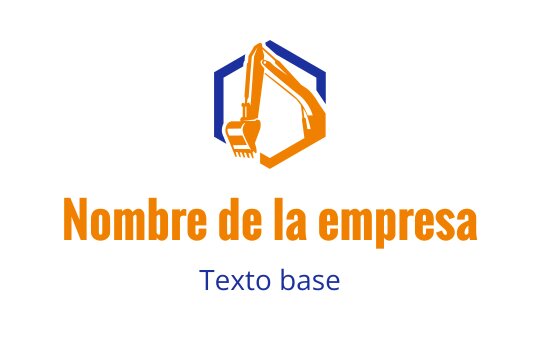 Diseño de logo de excavadora en forma hexagonal naranja y azul