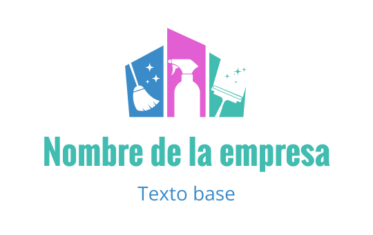 Diseño de logo colorido con herramientas de limpieza y una botella de spray