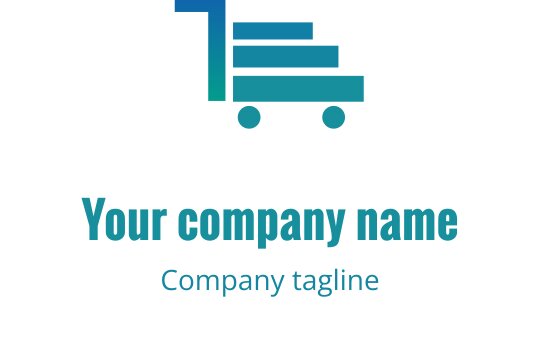Diseño de logo moderno con un carrito estilizado y cajas apiladas