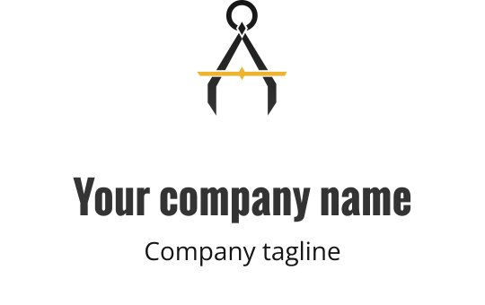 Diseño de logo moderno con una brújula y una línea de acento amarilla