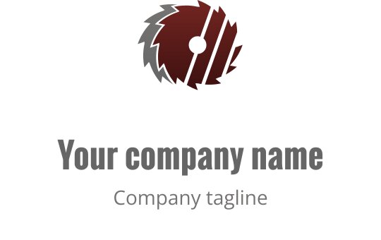 Diseño de logo de sierra circular moderna en tonos rojos y grises