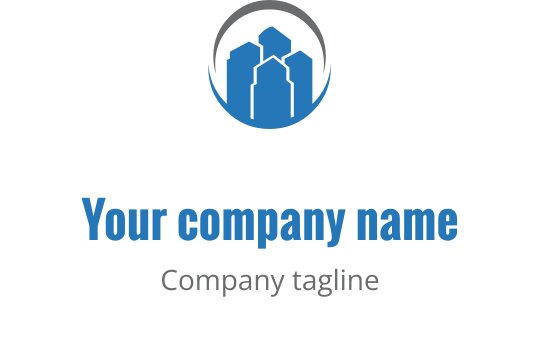 Diseño de logo moderno con silueta azul y contorno circular
