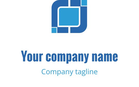 Diseño de logo moderno en azul con formas geométricas y líneas limpias