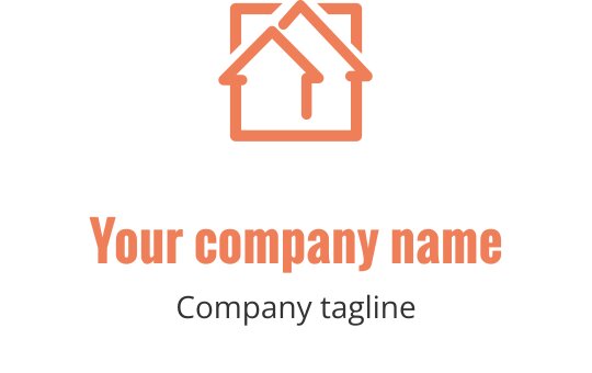 Diseño de logo moderno en color coral con formas arquitectónicas abstractas