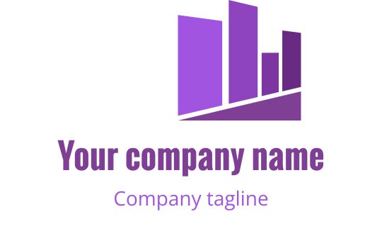 Diseño de logo moderno en púrpura con formas de barras abstractas y líneas limpias
