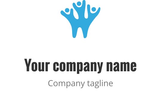Diseño de logo creativo con tres figuras abstractas en azul