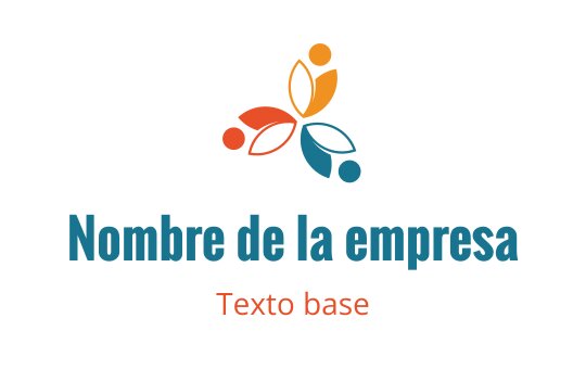 Diseño de logo colorido con hojas y figuras abstractas en naranja y azul