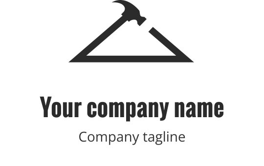 Diseño de logo minimalista con un martillo sobre la silueta de una montaña