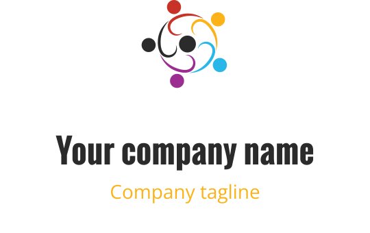 Diseño de logo colorido con figuras interconectadas en un arreglo circular