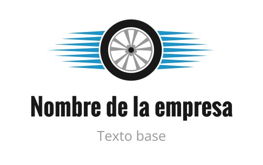 Diseño de logo moderno con una rueda y líneas de movimiento azules