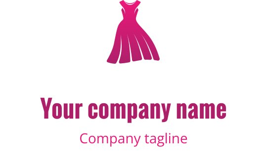Diseño de logo de vestido rosa elegante con líneas fluidas