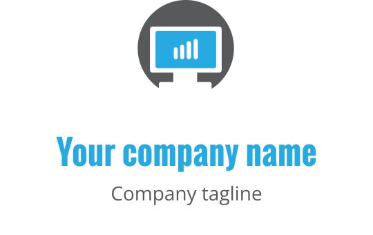 Diseño de logo moderno con una pantalla de computadora y barras de datos