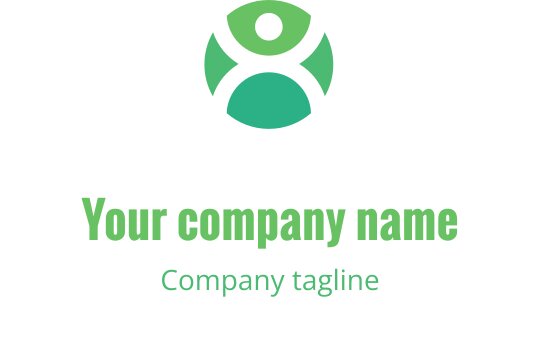 Diseño de logo moderno en verde con figura circular y formas redondeadas