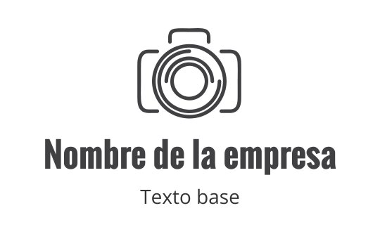 Diseño de logo minimalista de cámara con lente circular y texto en negrita