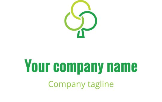 Diseño de logo moderno de árbol con círculos verdes superpuestos y tronco